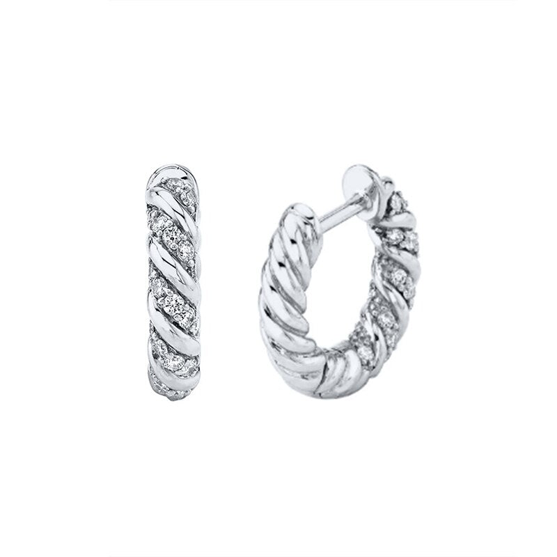 925 Sterling Silver Twist Hoop Earrings with Cubic Zircon – 18K Gold & Platinum Plated Trend Jewelry for Women