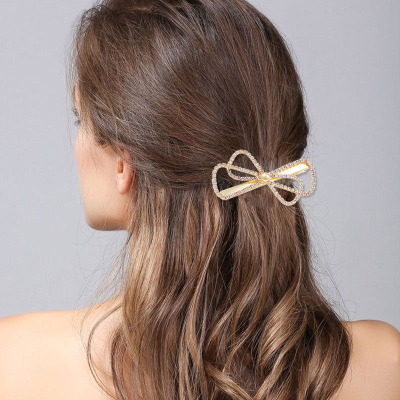 Sweet Rhinestone Pearl Bow clip