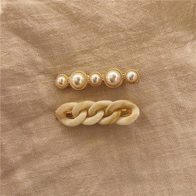 Women pearl and chain hairpin