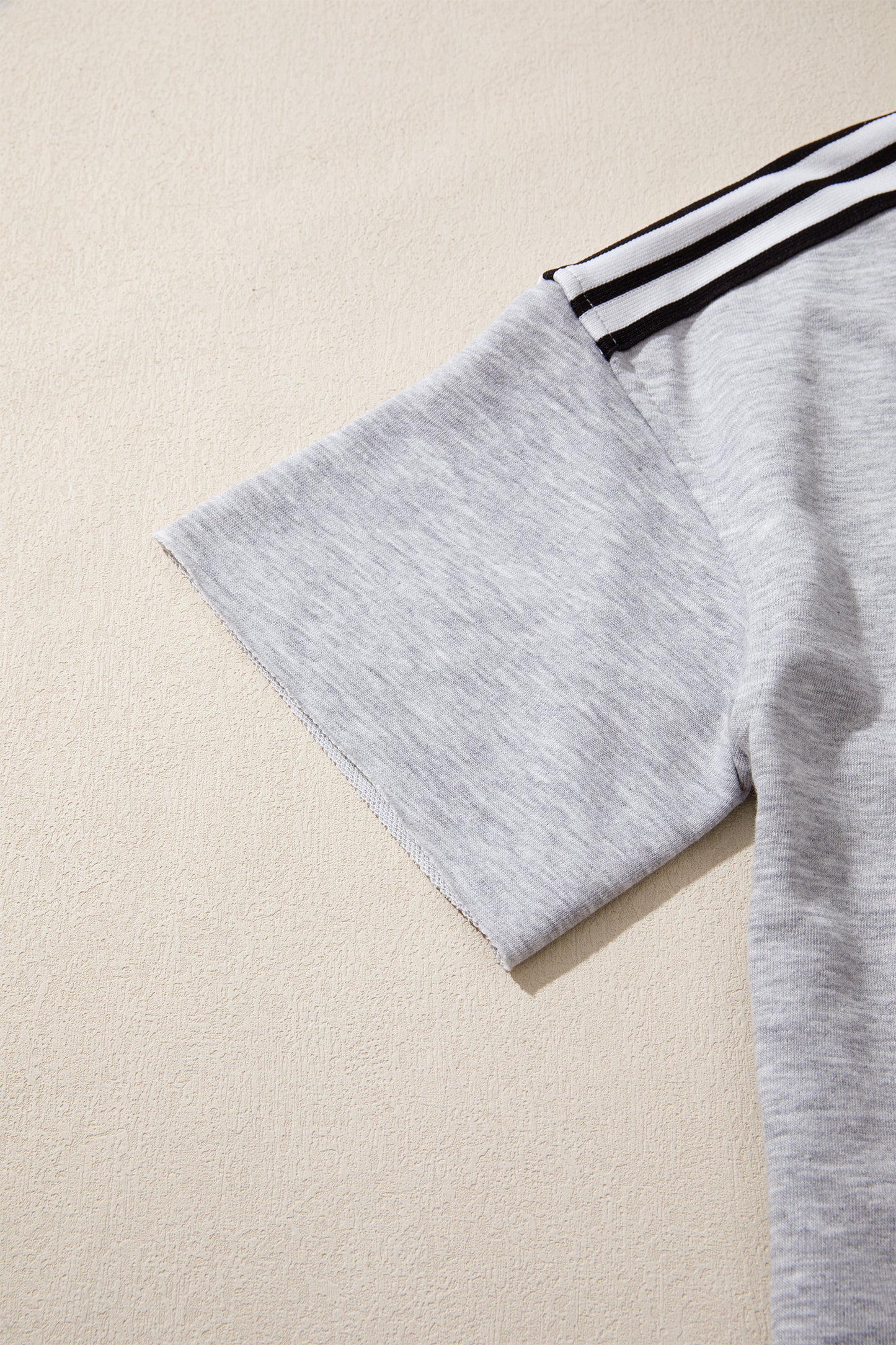 Light Grey Patchwork Detail Raw Edge Oversize Tee