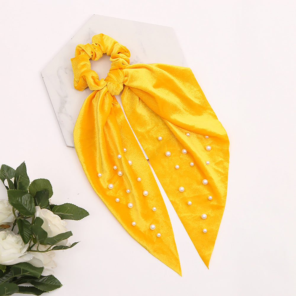 Flannel Pearl Hair Tie