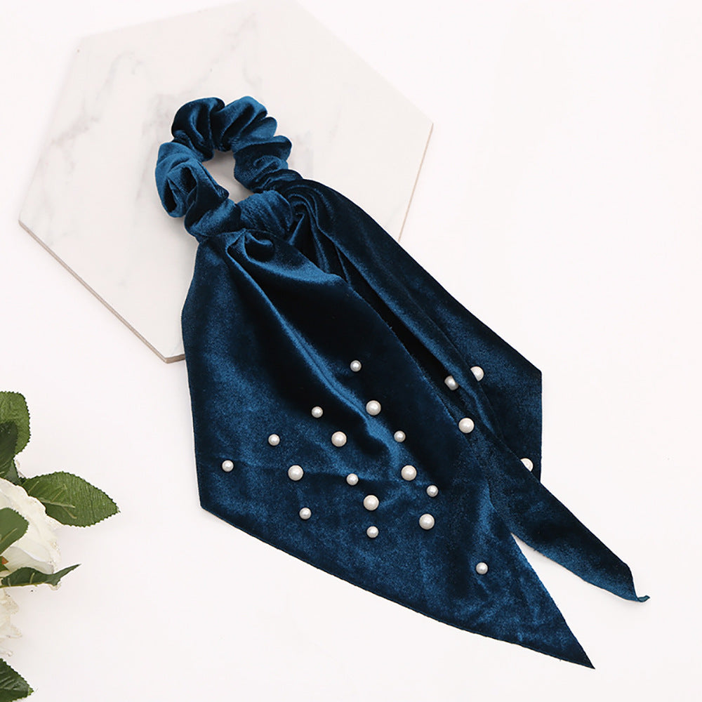 Flannel Pearl Hair Tie