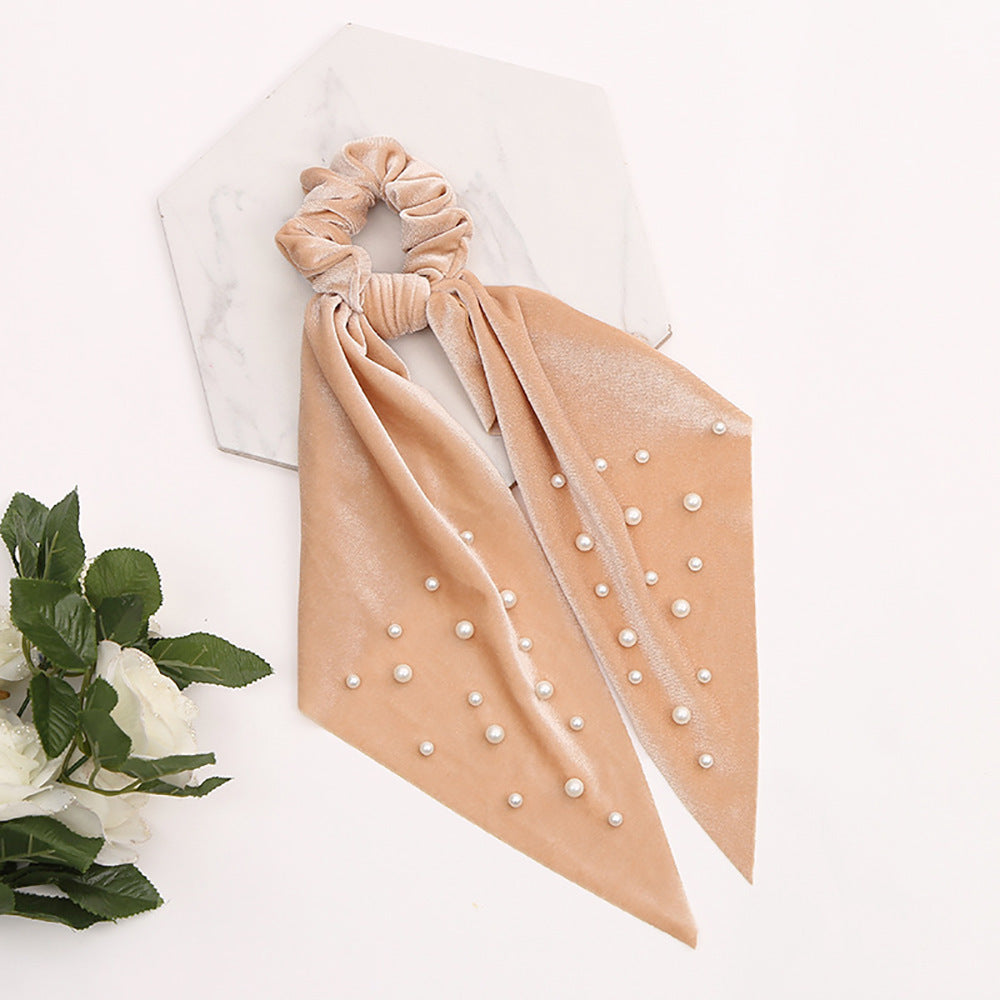 Flannel Pearl Hair Tie