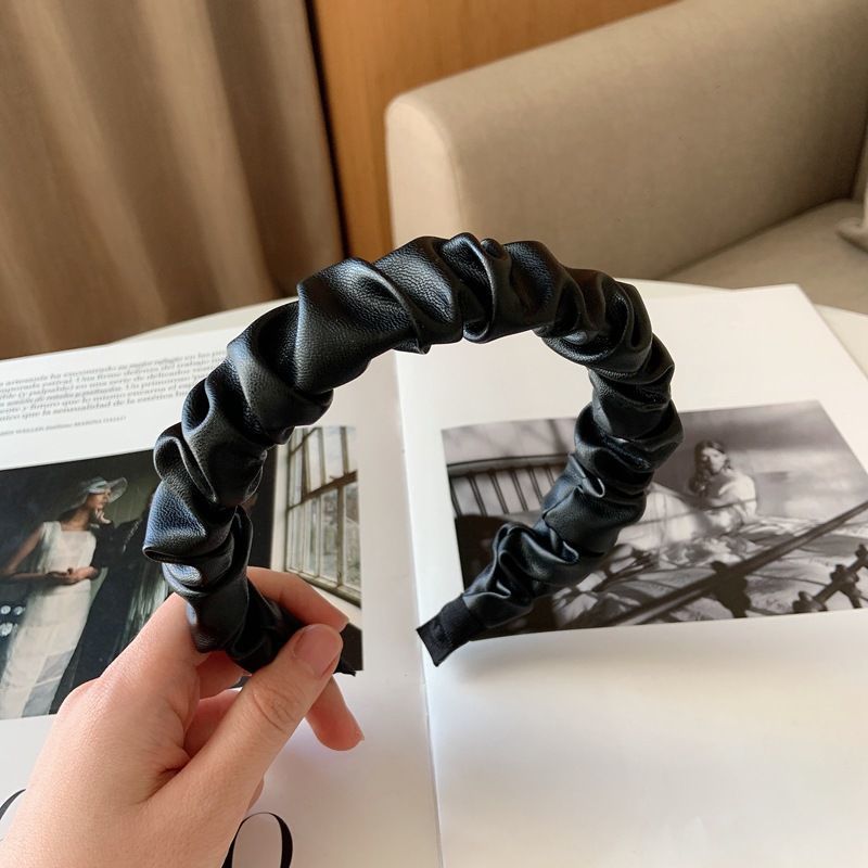 PU Leather Fold Hairpin Female Wear All-match Retro