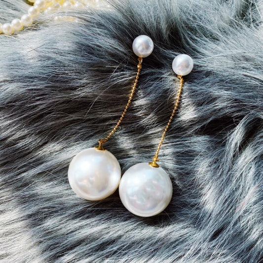 Exaggerated Big Pearl Long Earrings