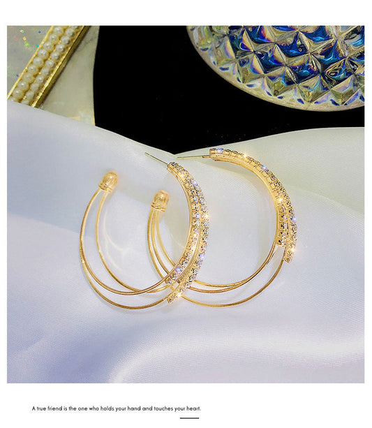 C-Shaped Diamond Hoop Earrings