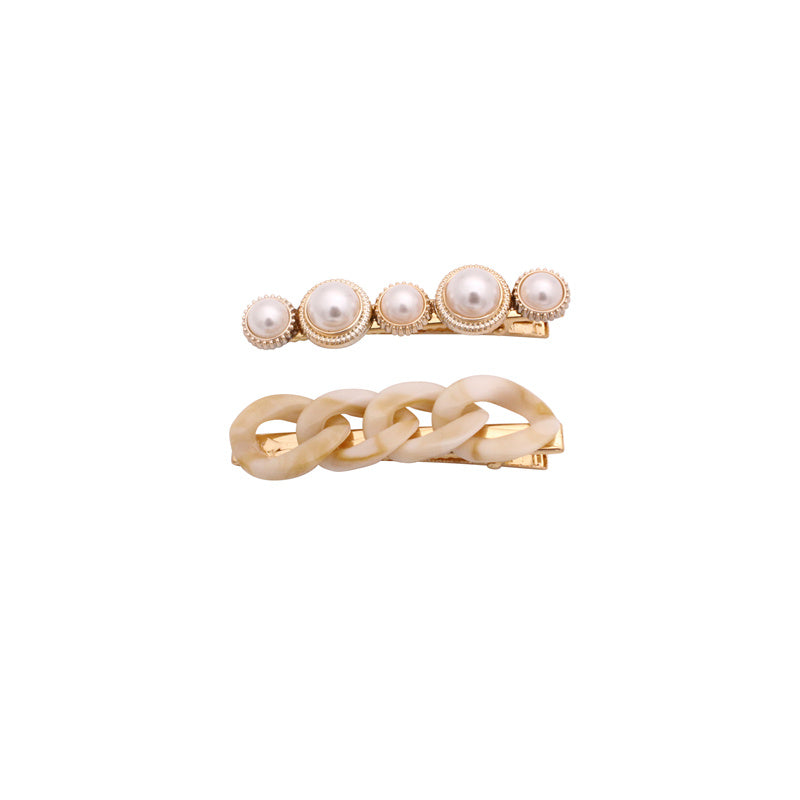 Women pearl and chain hairpin