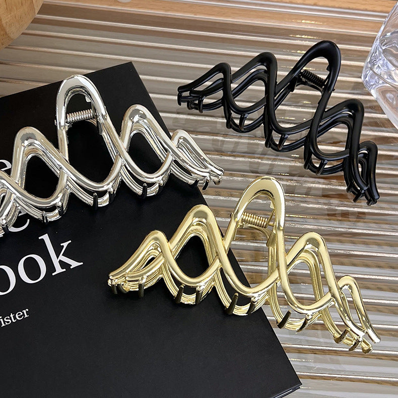 Metal Wave Clasp Large Back Claw Clip