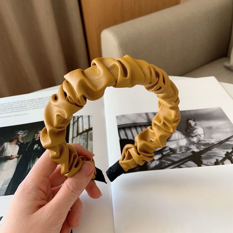 PU Leather Fold Hairpin Female Wear All-match Retro