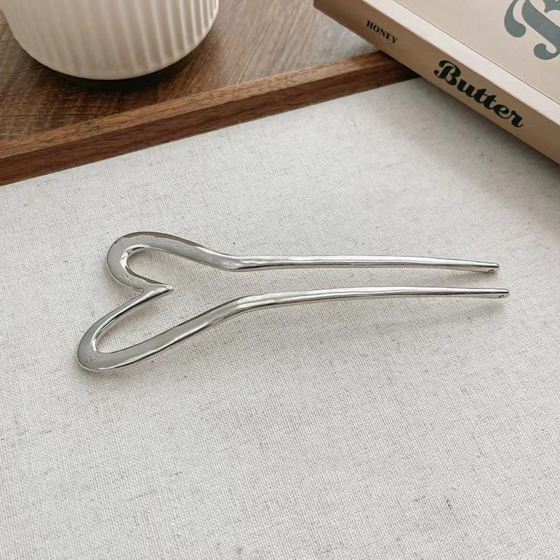 Women Simple Love U-shaped Alloy Hairpin