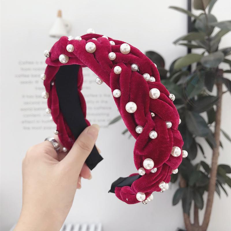 Golden velvet fabric beaded Headband