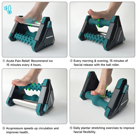 Foot massager with ice compress to relieve plantar fascia and foot pain Three in one massage for foot and heel pain