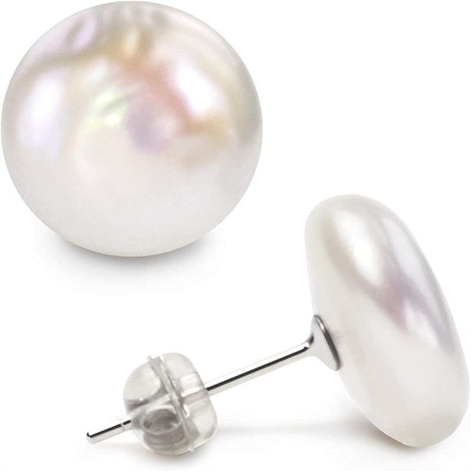 Floral Elegance Imitation Pearl Earrings – 14K Plated Silver Needle