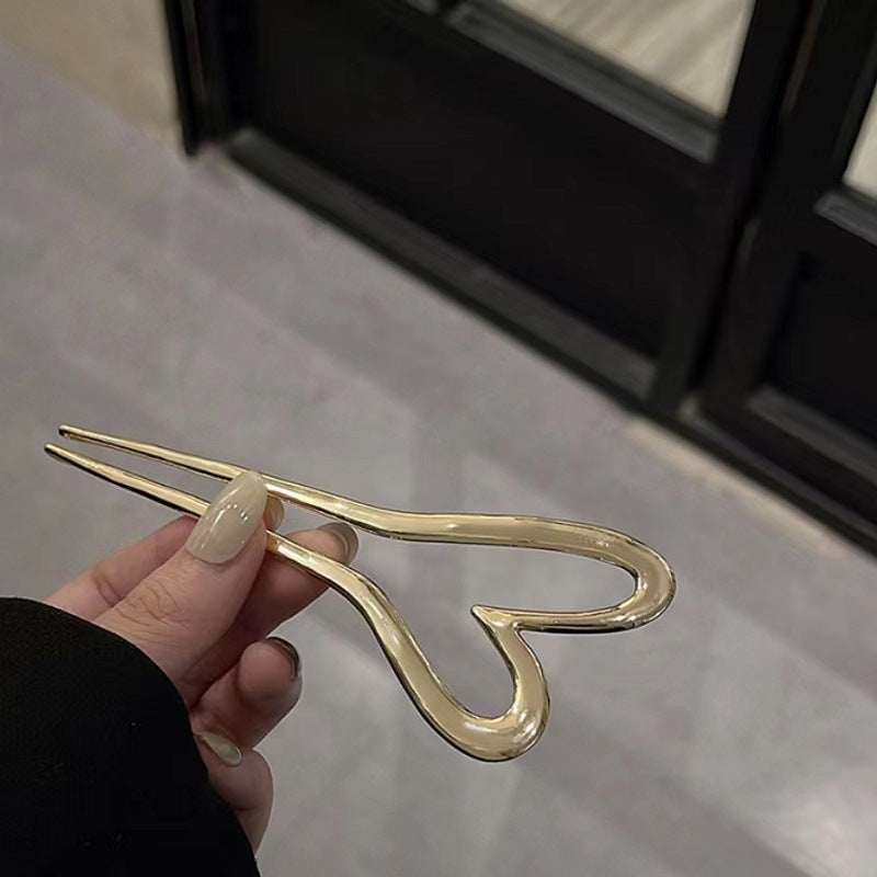 Women Simple Love U-shaped Alloy Hairpin