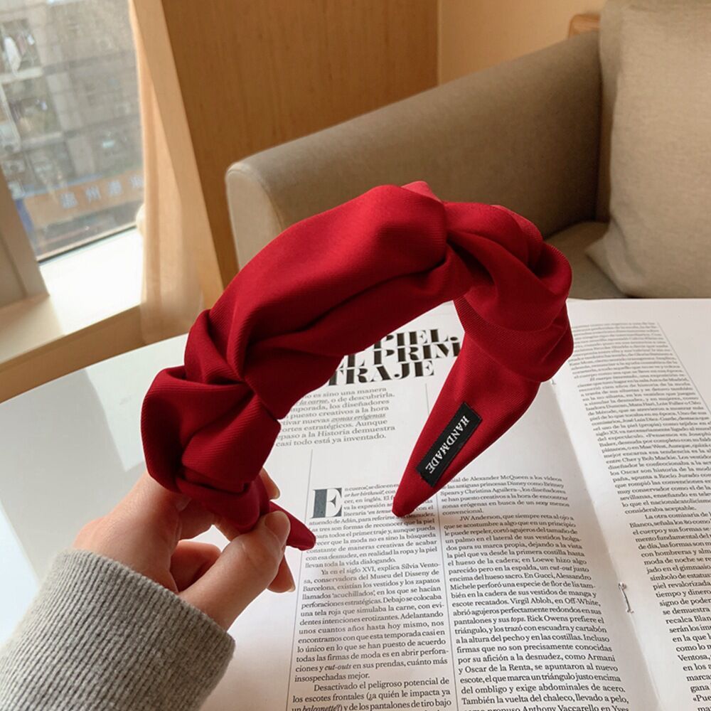 Women's Pleated Wide Brim Solid Color Headband