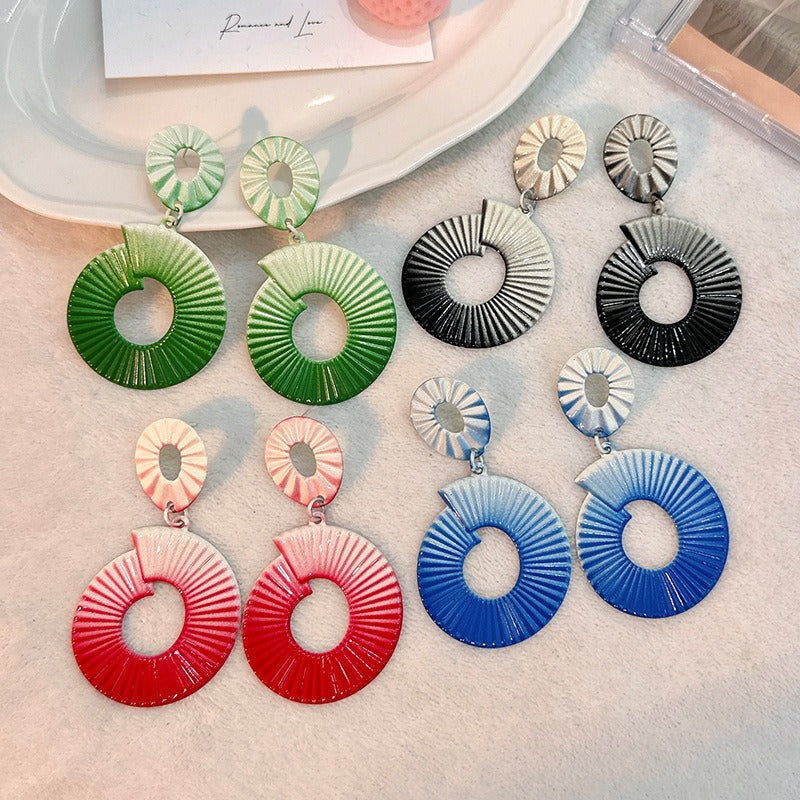 Geometric hand-painted gradient exaggerated earrings