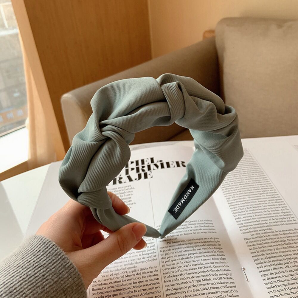 Women's Pleated Wide Brim Solid Color Headband