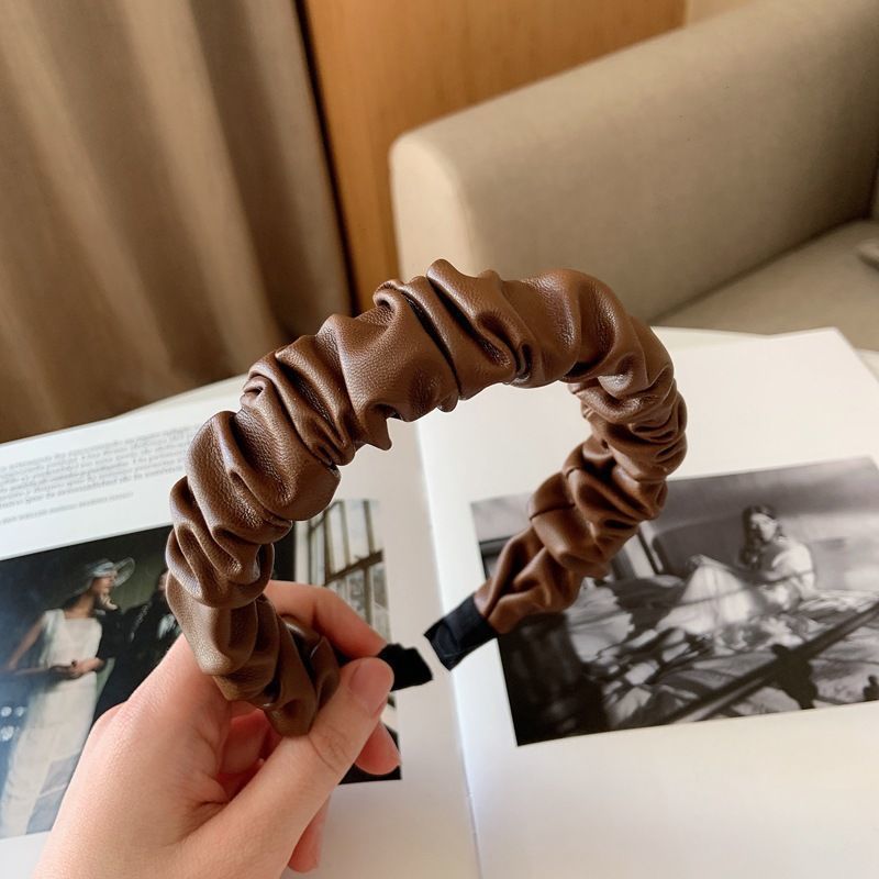PU Leather Fold Hairpin Female Wear All-match Retro