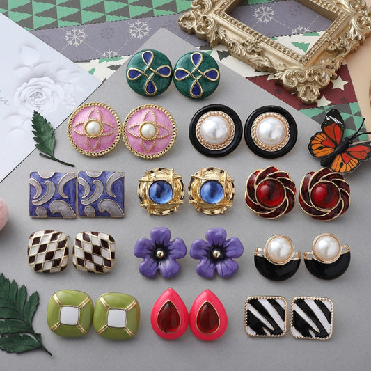Enamel Stud Earrings