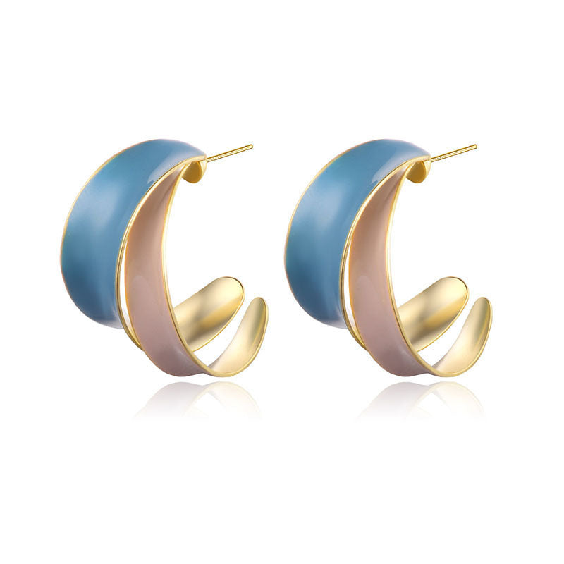 Fashion C-Shaped Double-Layer Earrings