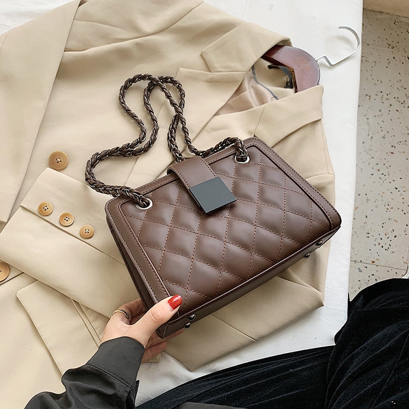 Black PU Leather Crossbody Bag For Women