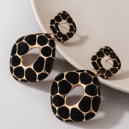 Boho Leopard Print Square Geometric Earrings