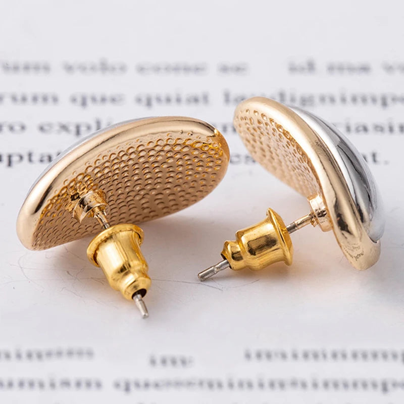 Oval Two-tone Vintage Designer Earrings