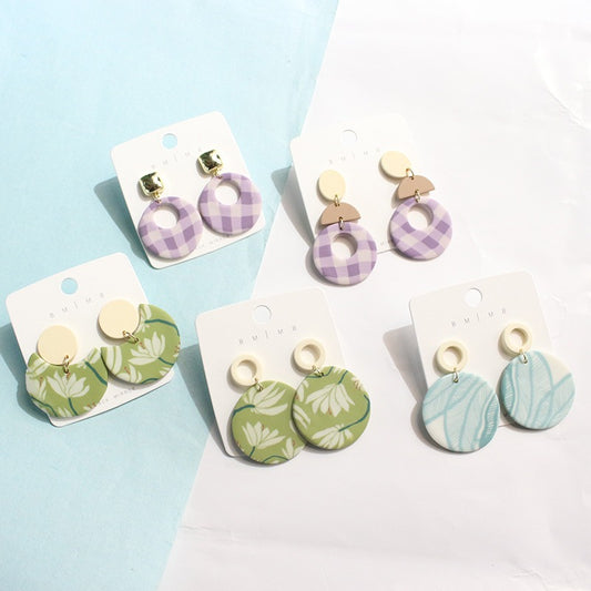 Vintage Fresh Lotus Square Geometric Earrings