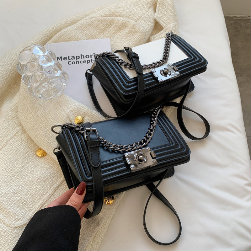 Contrast colour Square crossbody women Bag