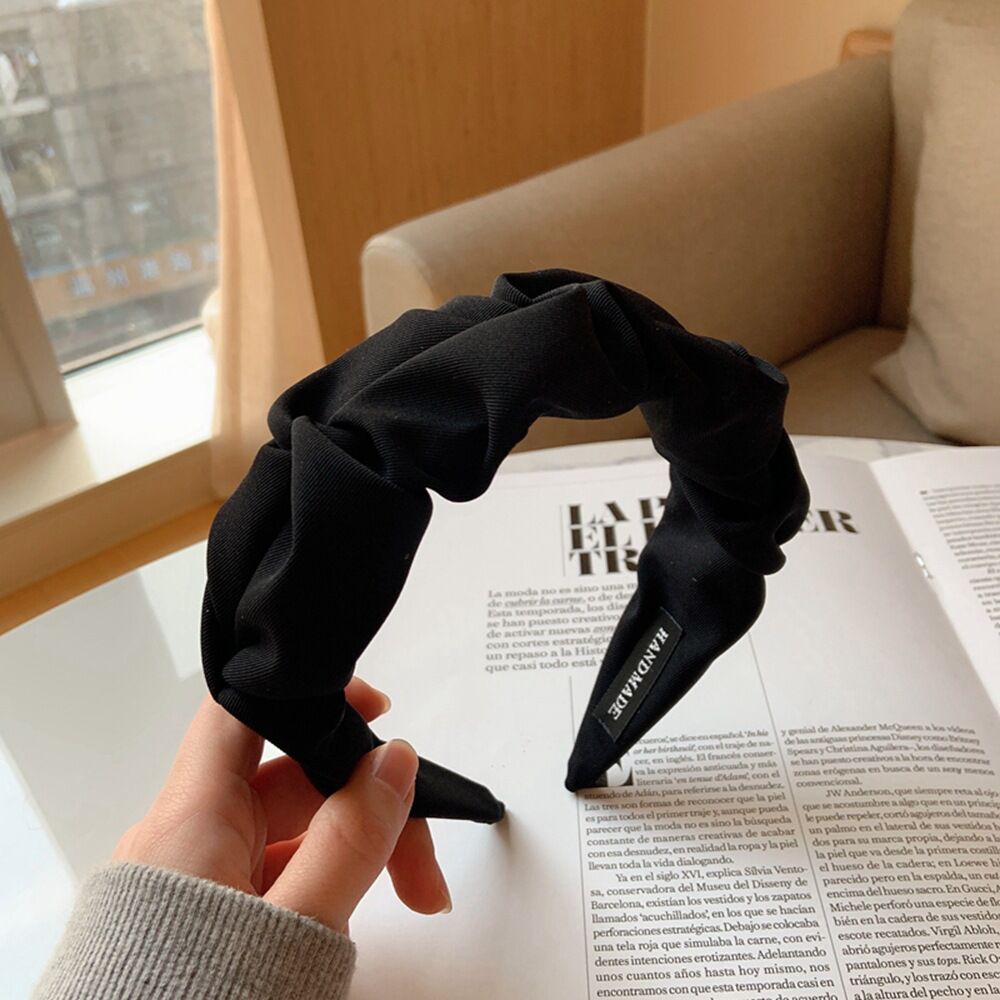 Women's Pleated Wide Brim Solid Color Headband