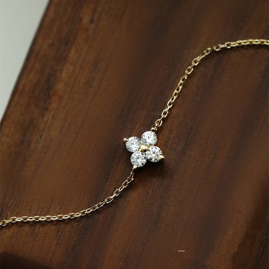 925 Sterling Silver Mini Flower Zircon Bracelet
