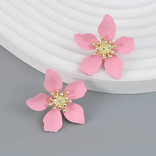 Flower spray painted earrings