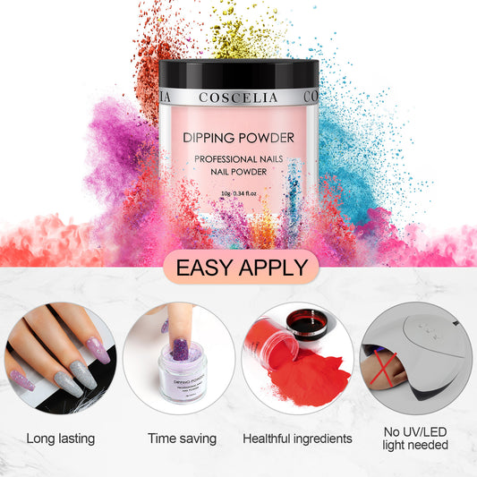 COSCELIA New 6 Color Soaking Powder French Nail 12pc Decorative Powder Manicure Tool Full Set Optional Color