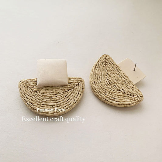Wooden Retro Mori Geometric Long Earrings – Simple Versatile Braided Jewelry
