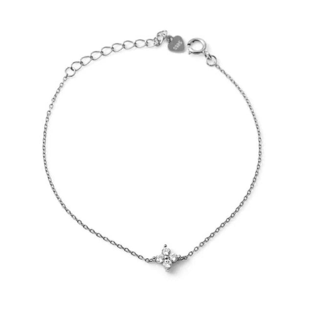 925 Sterling Silver Mini Flower Zircon Bracelet