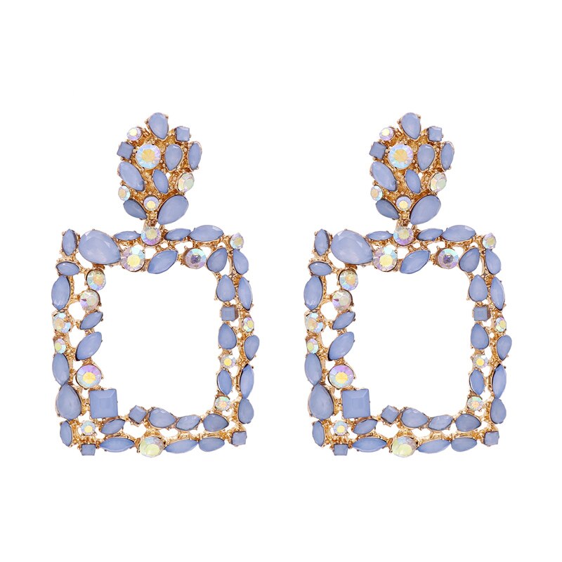 JURAN ZA Style Indian Geometric Crystal Dangle Earrings