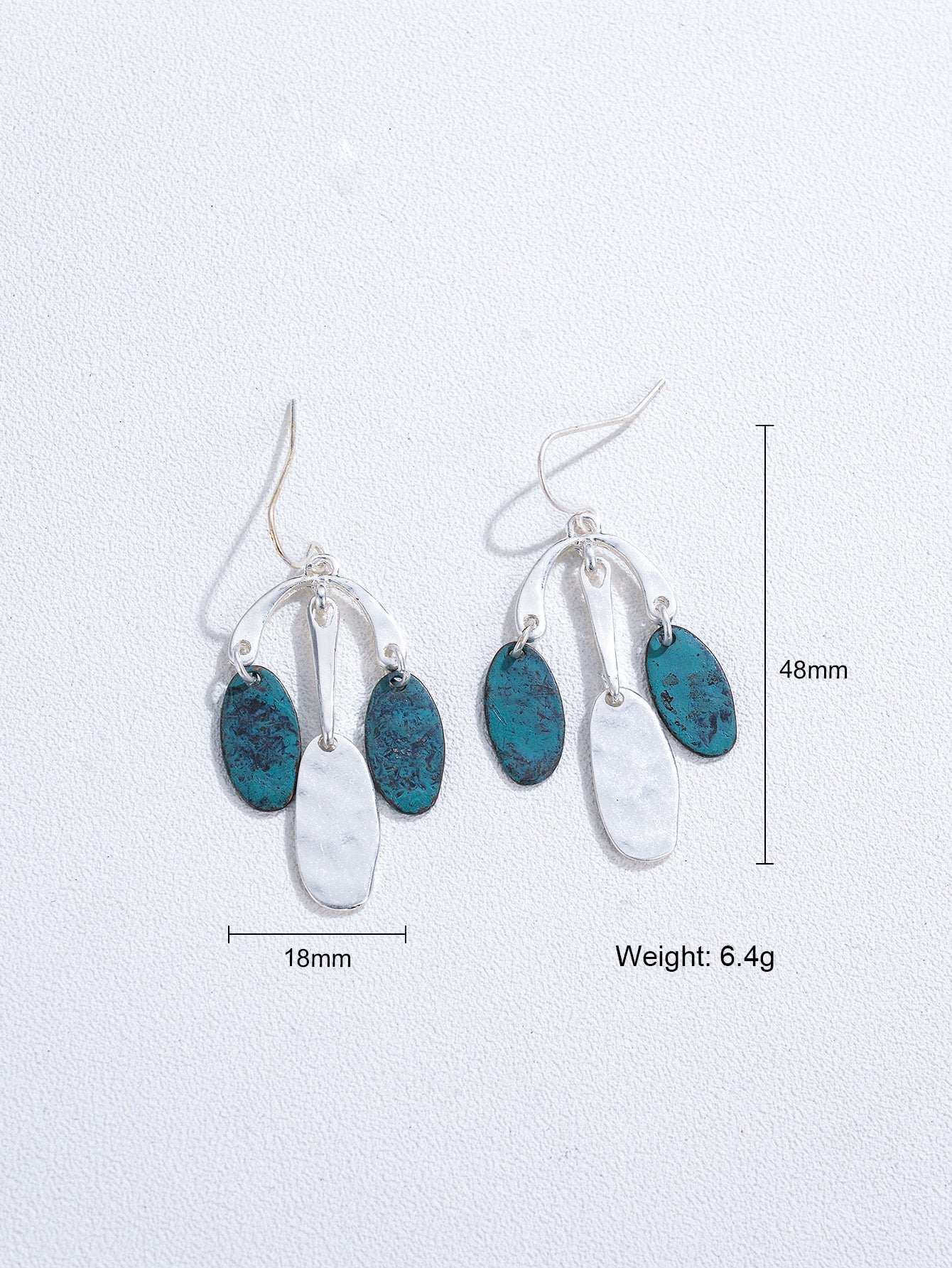NYU Retro Blue-Green Fan-Shaped Ear Hook Earrings