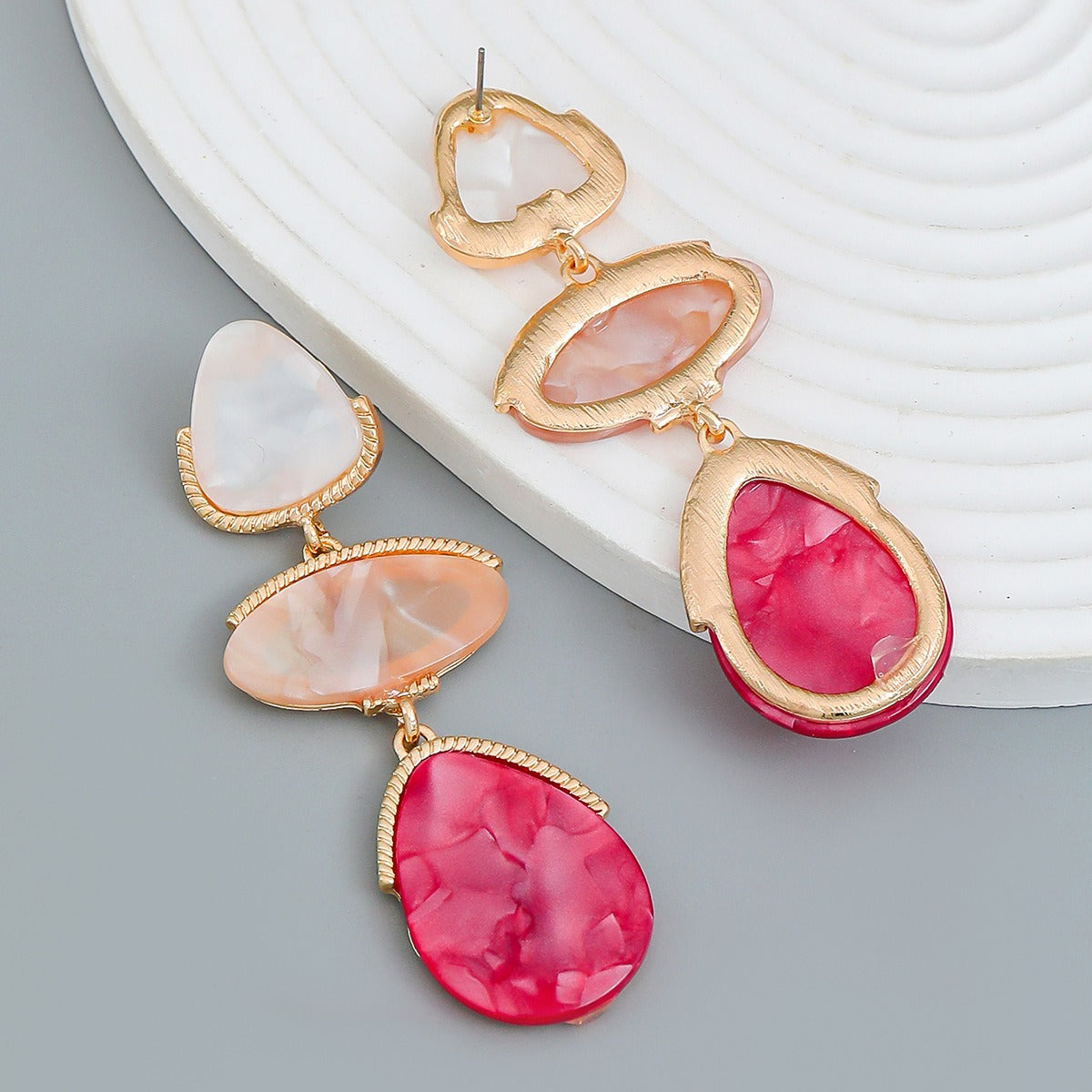 New Acetic Acid Plate Earrings European and American Earrings Women's Multi layered Geometric Earrings Wholesale Earrings