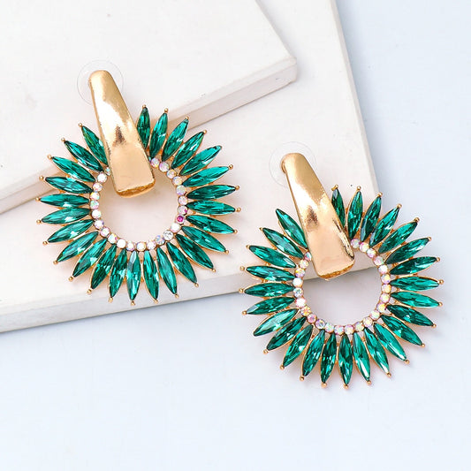 Bohemian Colorful Crystal Round Hoop Earrings