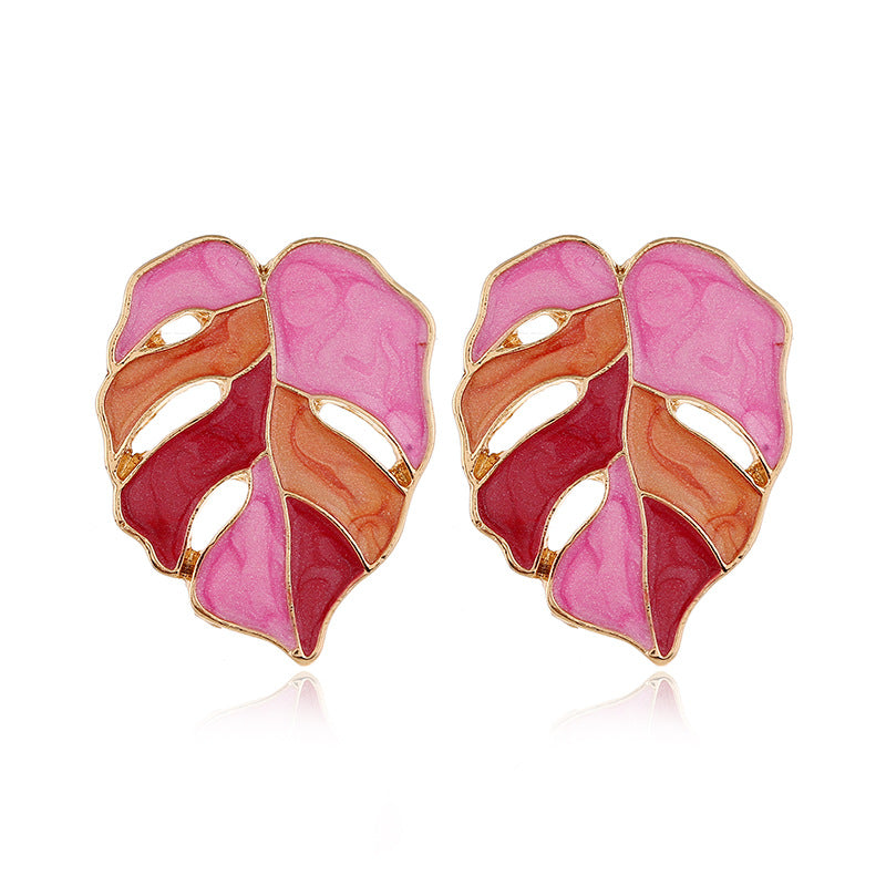 INS Exaggerated Hollow Leaf Earrings – Wild Retro ZA Alloy Statement Jewelry for Women