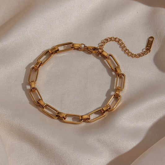 Minimalist Geometric Hollow Link Stainless Steel woman Bracelet