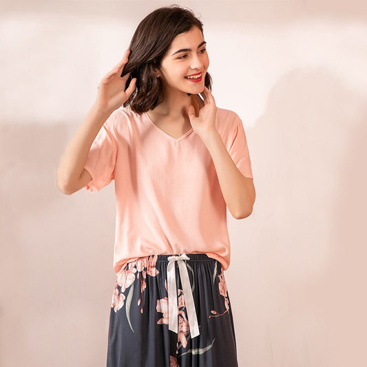 Floral V-Neck Pajama Set