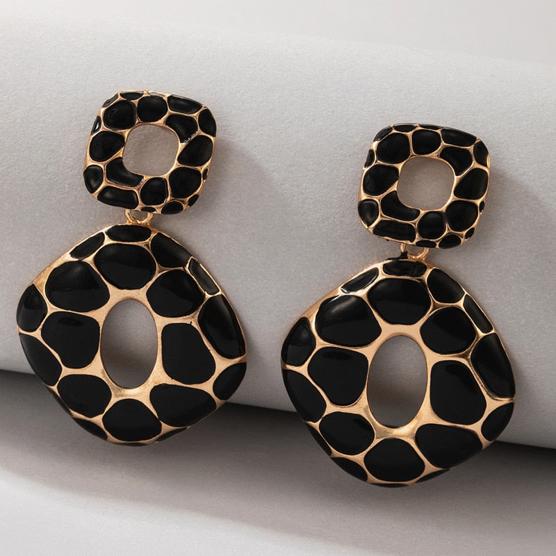 Boho Leopard Print Square Geometric Earrings