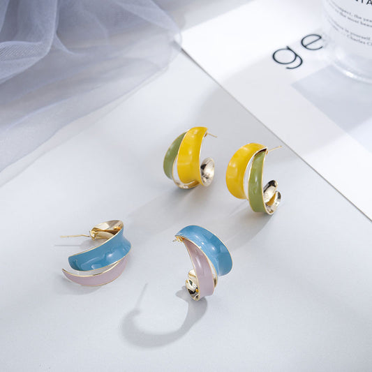 Fashion C-Shaped Double-Layer Earrings