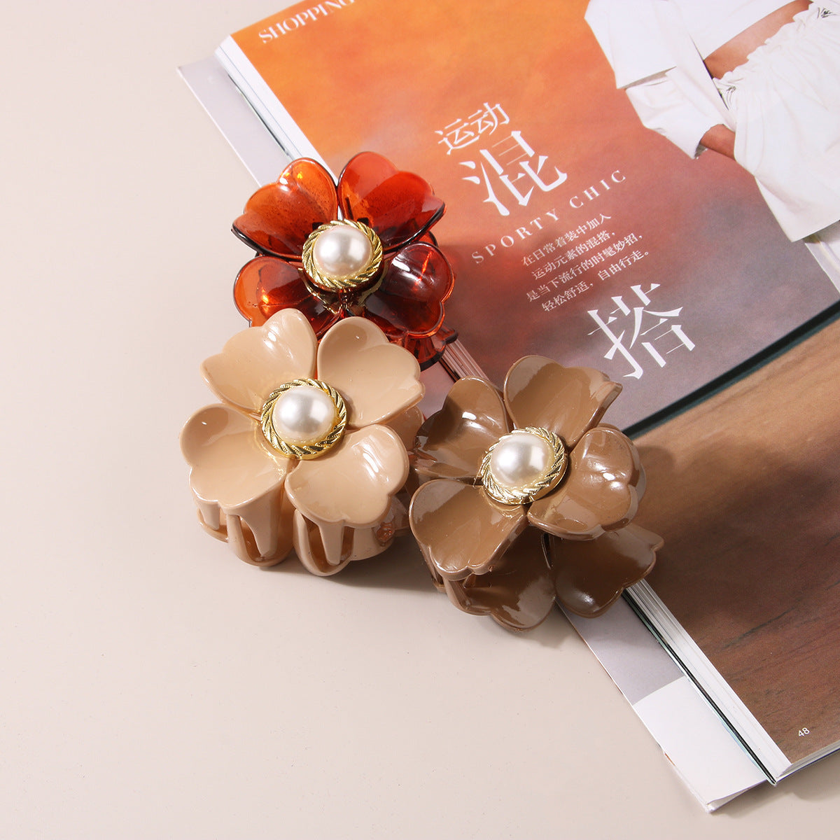 Flower Clasp Pearl Hairpin