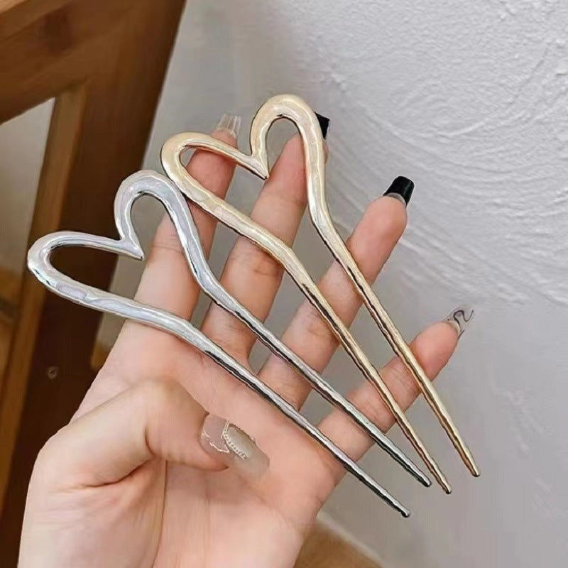 Women Simple Love U-shaped Alloy Hairpin