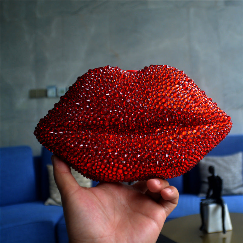 Rhinestone Lip Evening Bag Women
