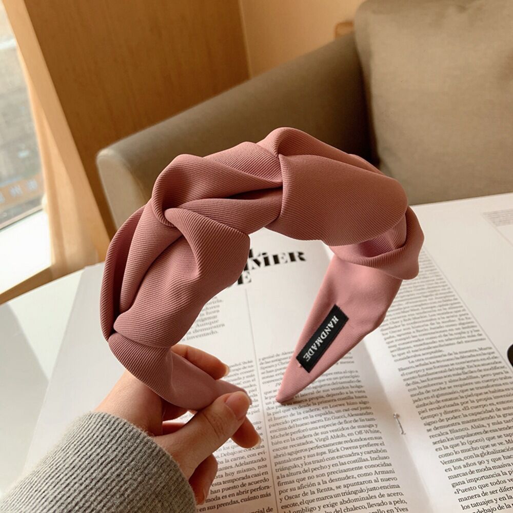 Women's Pleated Wide Brim Solid Color Headband