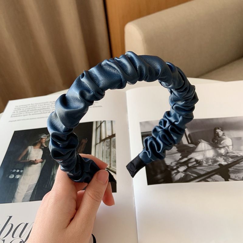PU Leather Fold Hairpin Female Wear All-match Retro