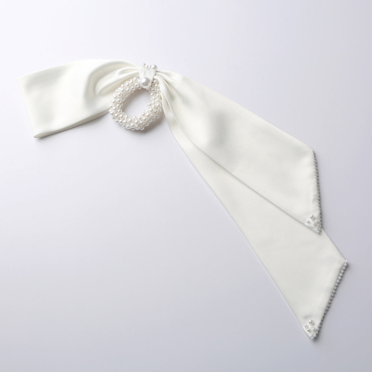 Handmade Simple White Satin Pearl Bow